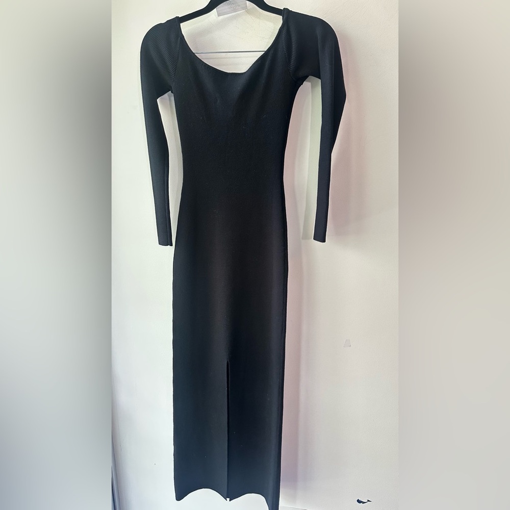 Le Superbe + Anthropologie Black Knit Off Shoulder Midi Dress, Size XS | 0967 - Picture 7 of 9
